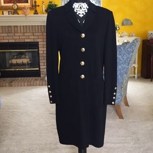 ST JOHN Luxury Black Knit Jacket with Gold Buttons